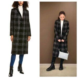 ALL SAINTS Bexa Check Coat Plaid Black + White Midi Jacket 2